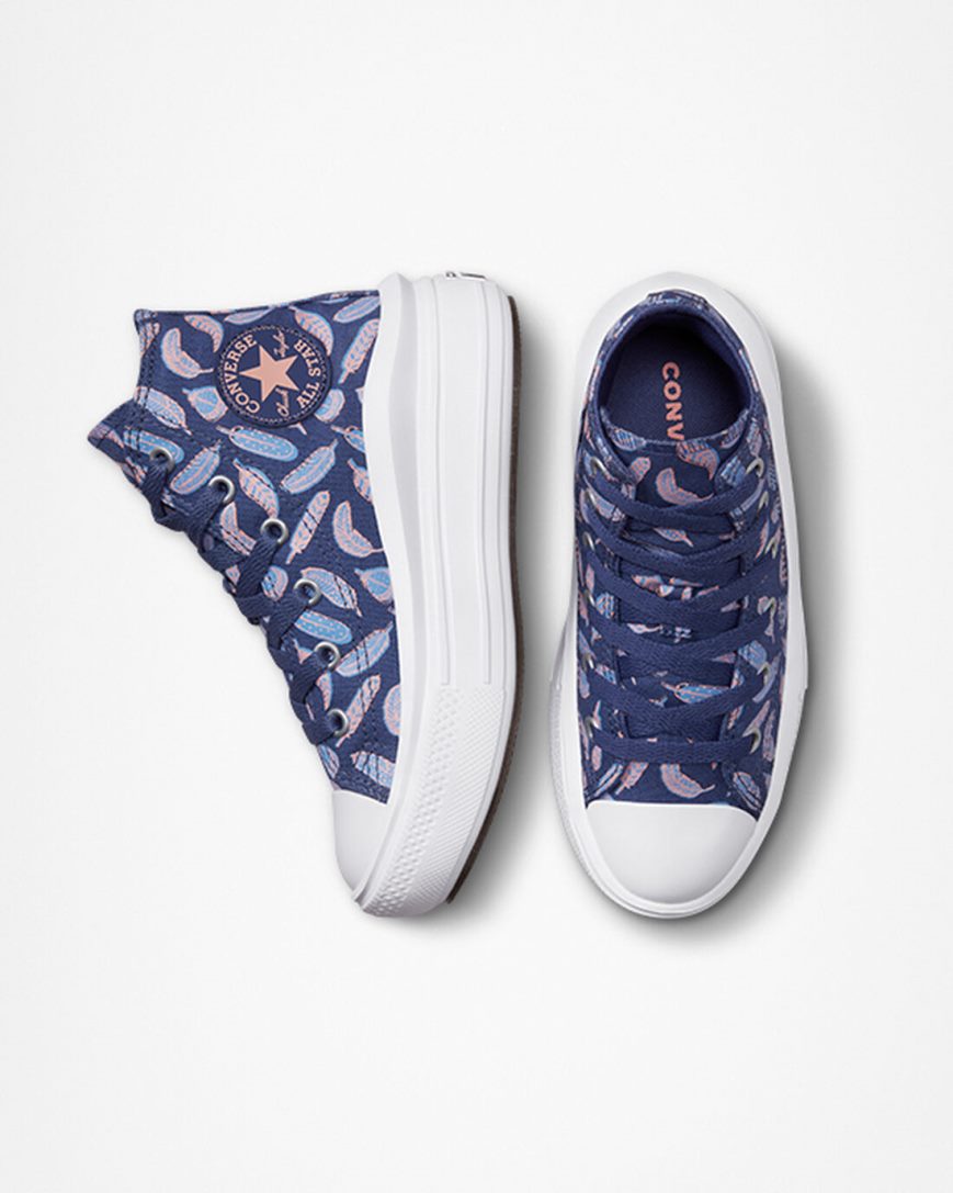 Zapatos Plataforma Converse Chuck Taylor All Star Move Feathers Altas Niña Moradas Azul Real | PE 85W0E7